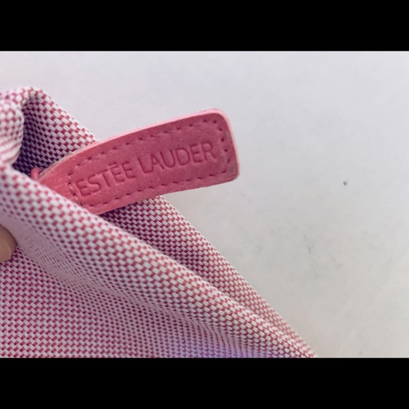 3 Estee Lauder cosmetic bags pink fabric & leather - Picture 2 of 7